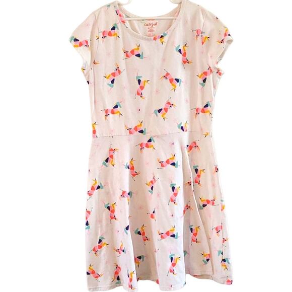 Cat & Jack Girls Unicorn Print Skater Dress - Size XL (14-16), Short Sleeve - Picture 4 of 8